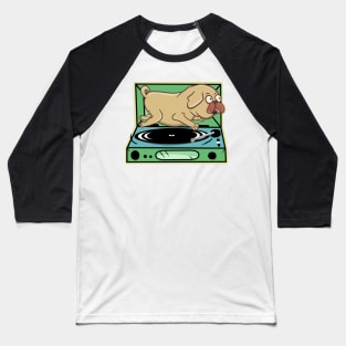 Pug Vinyl Turntable Baseball T-Shirt